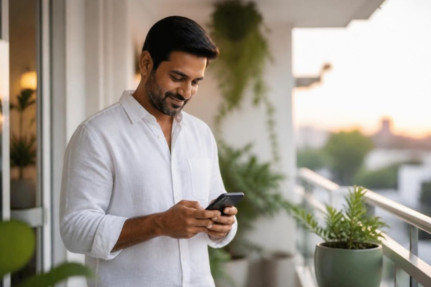 Man messaging support on his phone