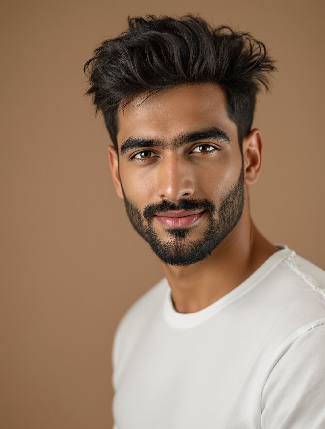 Indian man in a white t-shirt